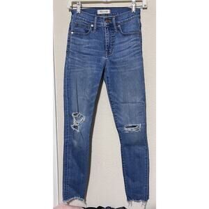 Madewell Jeans 9” High Rise Skinny Distressed Knees Womens Size 23 XXS
